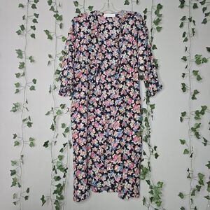 Vintage Colorful Floral Ruffles Robe